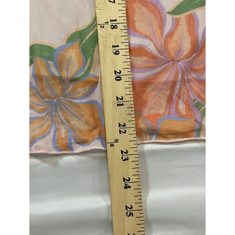 See You Monday Womens Tropical Floral Mesh Midi Skirt Peach Orange Small SP12041